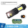 Mini Rechargeable LED Flashlight Use XPE + COB lamp beads 100 meters lighting