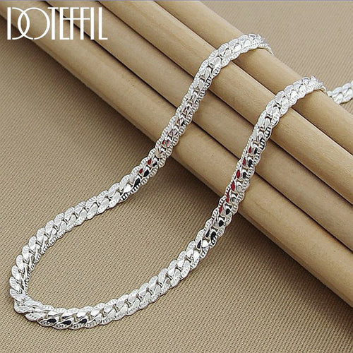 DOTEFFIL 925 Sterling Silver 6mm Full Sideways Necklace