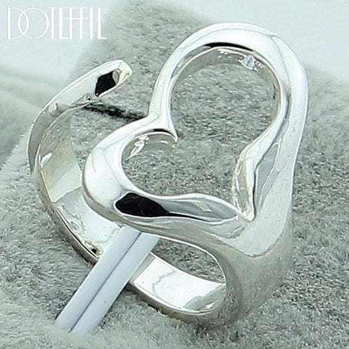 DOTEFFIL 925 Sterling Silver Heart-Shaped Open Ring