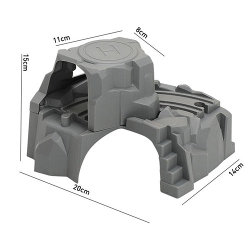 Plastic Grey Double Tunnel Wooden Train Track