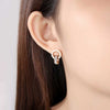 Hight Quality Titanium Steel Double Wound Roman Numerals Crystal Stud Earrings