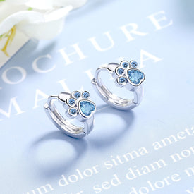 925 sterling silver Stud Earring Blue Zircon Cat Claw Design Earrings