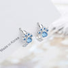925 sterling silver Stud Earring Blue Zircon Cat Claw Design Earrings