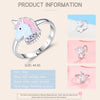 ELESHE 100% 925 Sterling Silver Finger Ring Pink Enamel Cute Unicorn Kids Ring