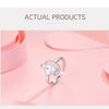 ELESHE 100% 925 Sterling Silver Finger Ring Pink Enamel Cute Unicorn Kids Ring