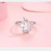 ELESHE 100% 925 Sterling Silver Finger Ring Pink Enamel Cute Unicorn Kids Ring