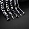 Jiayiqi 5-11 mm Men Chain Bracelet Stainless Steel Curb Cuban Link Chain Bangle