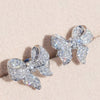 S925 Silver Color Cute Bowknot Stud Earrings