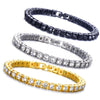 Hip Hop Men Single Row Rhinestones Chain Bling Tennis Charm Bracelets