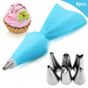 8PCS/bag Silicone Icing Piping Cream Pastry Bag + 6 Stainless Steel Cake Nozzle