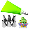 8PCS/bag Silicone Icing Piping Cream Pastry Bag + 6 Stainless Steel Cake Nozzle