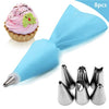 8PCS/bag Silicone Icing Piping Cream Pastry Bag + 6 Stainless Steel Cake Nozzle