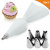 8PCS/bag Silicone Icing Piping Cream Pastry Bag + 6 Stainless Steel Cake Nozzle