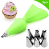 8PCS/bag Silicone Icing Piping Cream Pastry Bag + 6 Stainless Steel Cake Nozzle