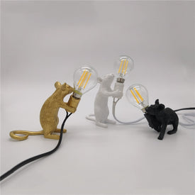 Nordic Resin Animal Rat Mouse Table Lamp Small Mini Mouse Cute LED Night
