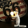 Nordic Resin Animal Rat Mouse Table Lamp Small Mini Mouse Cute LED Night