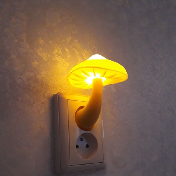 LED Night Light Mushroom Wall Socket Lamp EU US Plug Warm White Light