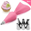 8PCS/bag Silicone Icing Piping Cream Pastry Bag + 6 Stainless Steel Cake Nozzle
