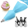 8PCS/bag Silicone Icing Piping Cream Pastry Bag + 6 Stainless Steel Cake Nozzle