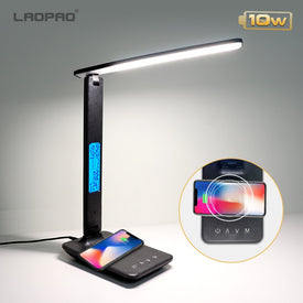 LAOPAO QI Wireless Charging LED Desk Lamp 10W With Calendar Temperature Alarm Clock Eye