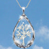 Transparent Crystal Waterdrop Shape Life Tree Pendant Necklace