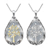 Transparent Crystal Waterdrop Shape Life Tree Pendant Necklace