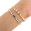 Hip Hop Men Single Row Rhinestones Chain Bling Tennis Charm Bracelets