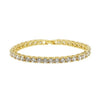 Hip Hop Men Single Row Rhinestones Chain Bling Tennis Charm Bracelets