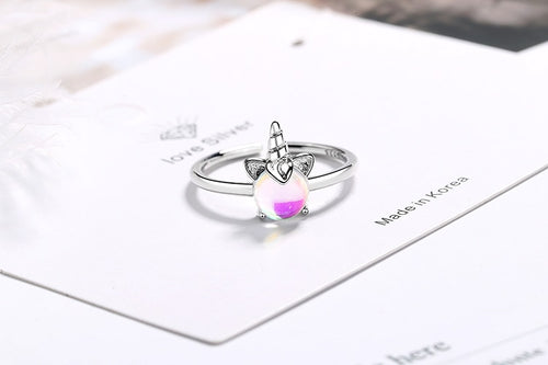 NEHZY 925 Sterling Silver Color Crystal Zircon Unicorn Ring
