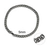 Jiayiqi 5-11 mm Men Chain Bracelet Stainless Steel Curb Cuban Link Chain Bangle