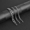 Jiayiqi 5-11 mm Men Chain Bracelet Stainless Steel Curb Cuban Link Chain Bangle