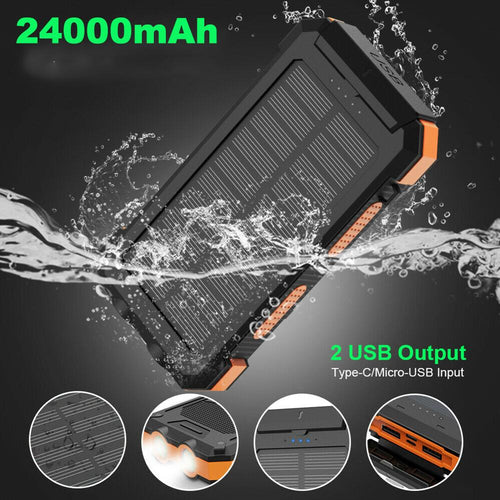 X-DRAGON Waterproof 24000mAh Solar Power Bank