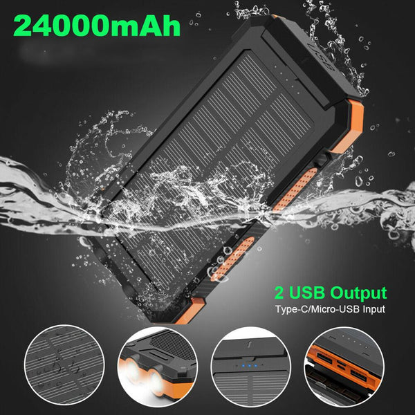 X-DRAGON Waterproof 24000mAh Solar Power Bank