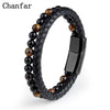 Natural Stone Bracelets Genuine Leather Braided Bracelet