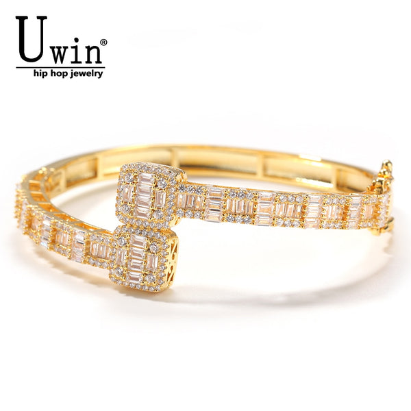 Uwin Baguette CZ Bracelets Mens Bangles