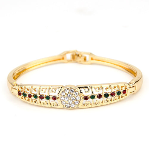 Sunspicems Women Bangle Gold Color Rainbow Cuff Bracelet
