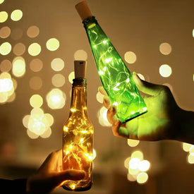 LED Garland Holiday Wine Bottle Fairy Lights with Cork Copper Wire String Lights