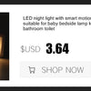 led Night light Motion Sensor Light Bedroom Decor Lamp