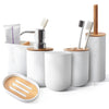 6Pcs Bamboo Bathrooms  Set Toilet Brush