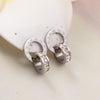 Hight Quality Titanium Steel Double Wound Roman Numerals Crystal Stud Earrings