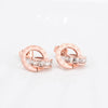 Hight Quality Titanium Steel Double Wound Roman Numerals Crystal Stud Earrings
