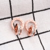 Hight Quality Titanium Steel Double Wound Roman Numerals Crystal Stud Earrings