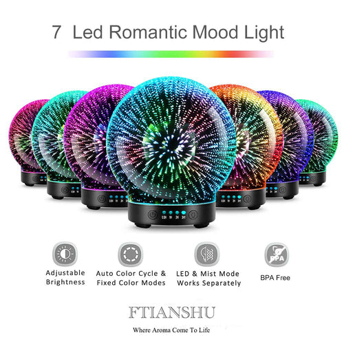 7 LED Color Lighting Modes 3D Aromatherapy Essential Diffuser